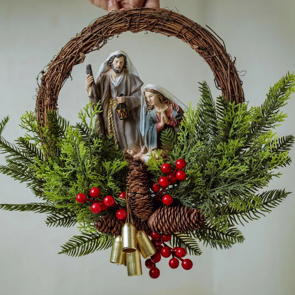 Guirlanda Presépio Sagrada Família em Resina – 40cm