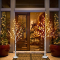 Árvore de Natal de Bétula com 24 LEDs Brilhantes – 60 cm