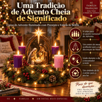 Arranjo de Mesa com 4 Velas e LED, Presépio Sagrada Família e Estrela de Belém