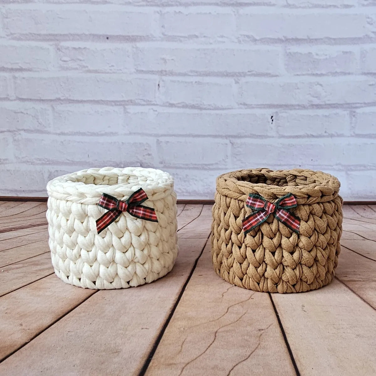 Kit Porta Panetone de Crochê Branco e Bege