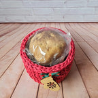 Porta Panetone de Crochê Vermelho com Luvinha