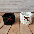 Kit Porta Panetone de Crochê Preto e Branco