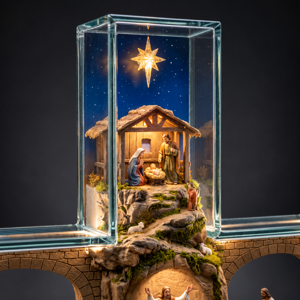 Obra-Prima em Formato de Cruz Iluminada — As Passagens de Jesus Cristo 60x45